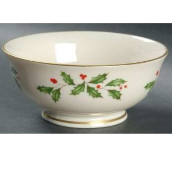 Lenox Holiday Footed Bowl 24K Gold Trim - Picture 5 of 8